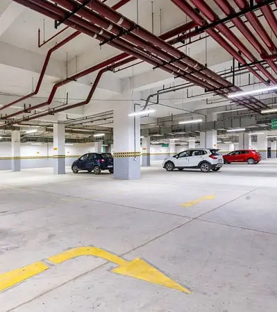 Organised parking space at Good Earth Trade Tower, offering easy and convenient parking for both tenants and visitors.